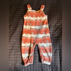 Kate Quinn tie overall pocket jumpsuit | 70s orange cactus 6-12mo